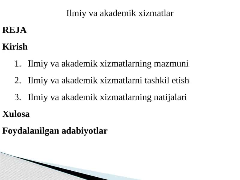 Ilmiy va akademik xizmatlar 1