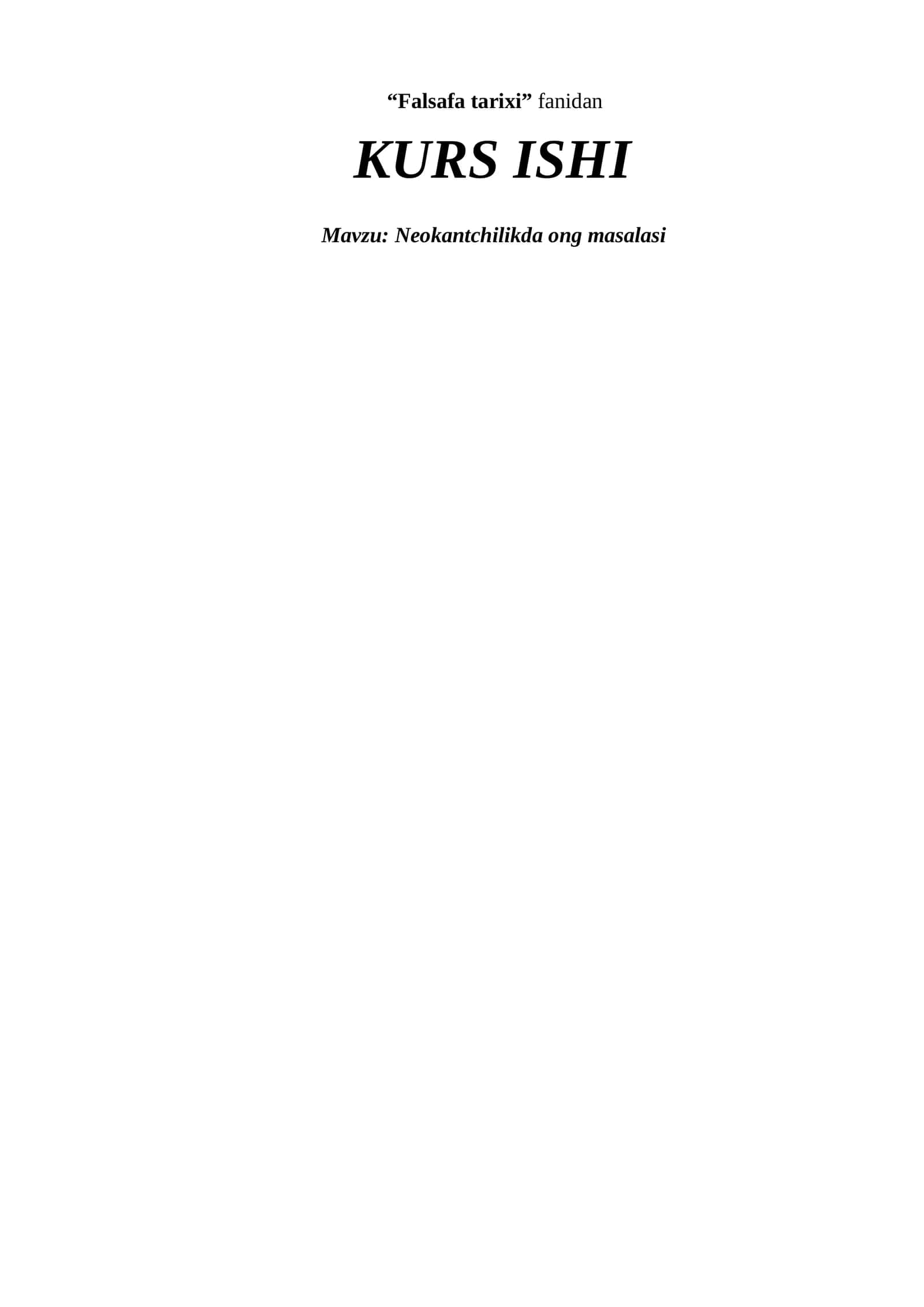 Neokantchilikda ong masalasi 1