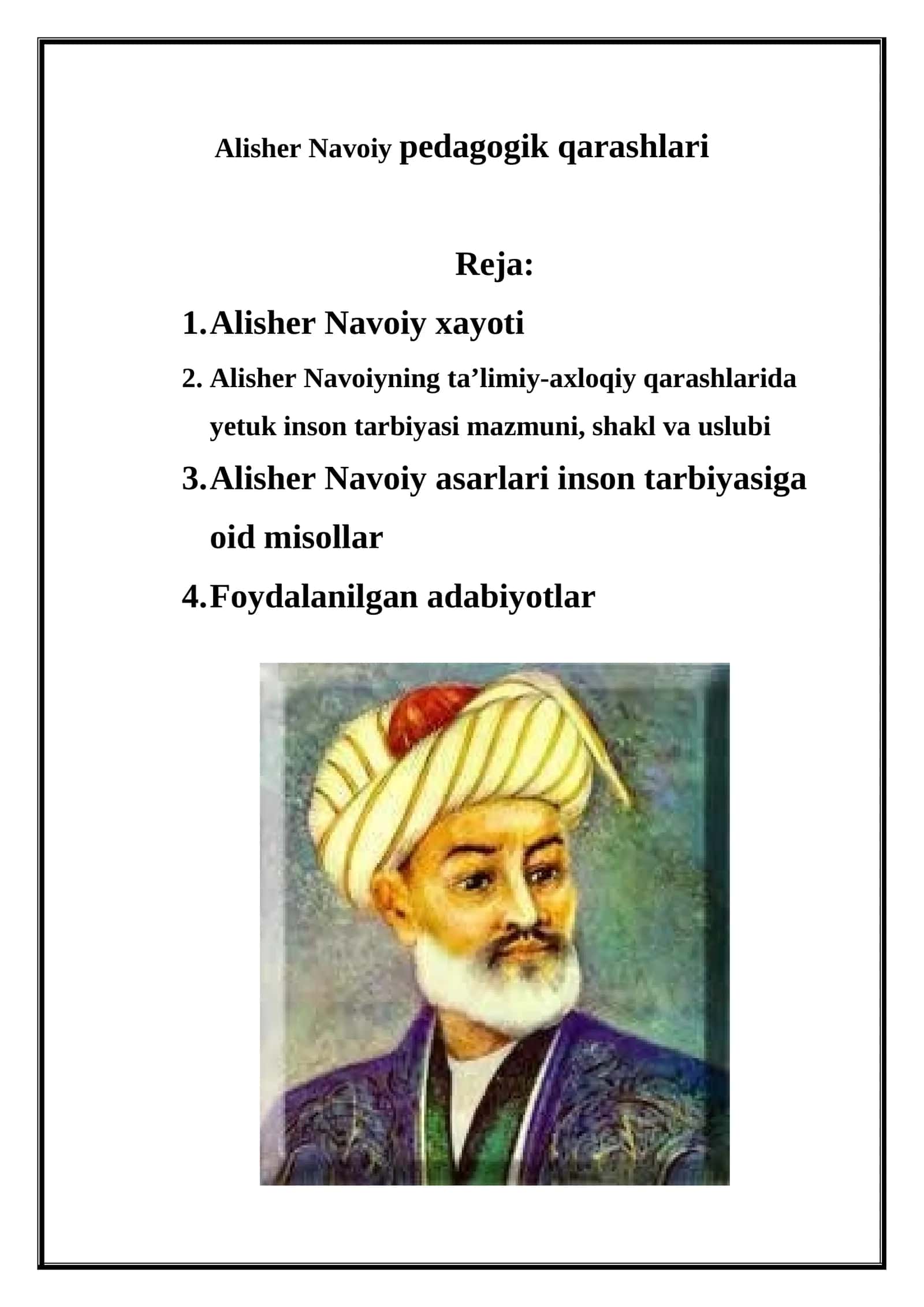 Alisher Navoiy pedagogik qarashlari 1
