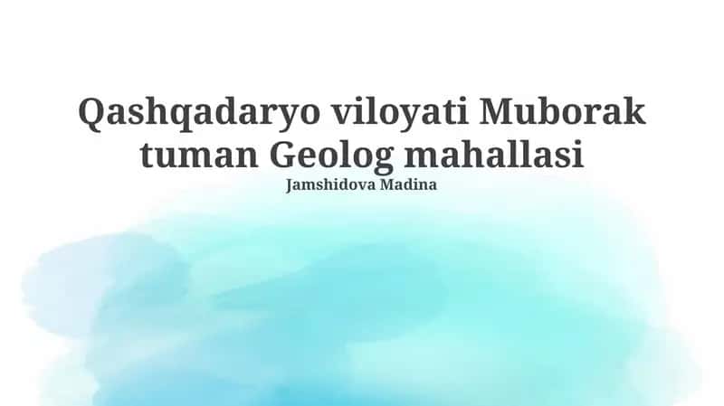 Geolog Mahallasining Tabiiy Resurslari 1