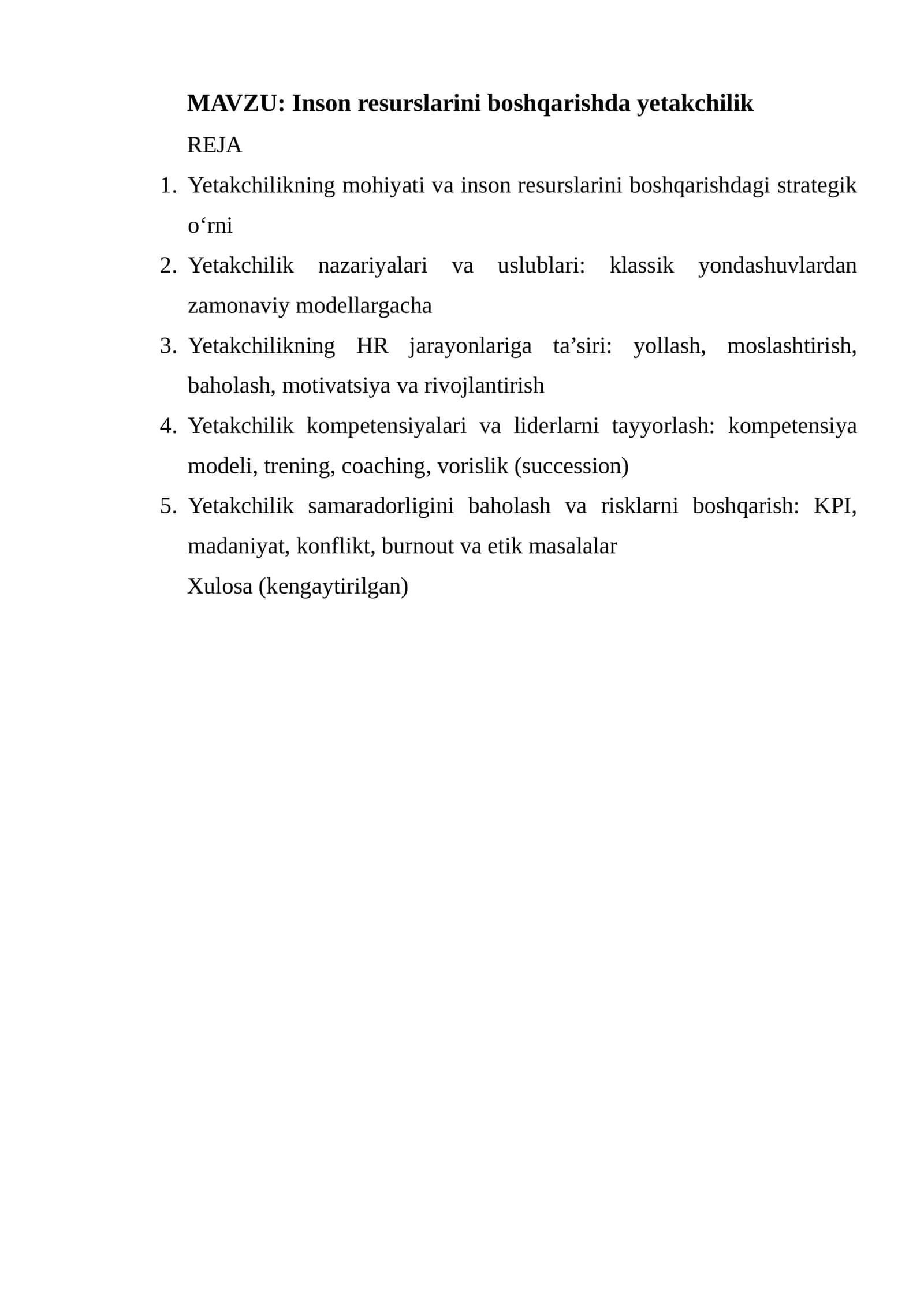 Inson resurslarini boshqarishda yetakchilik 1