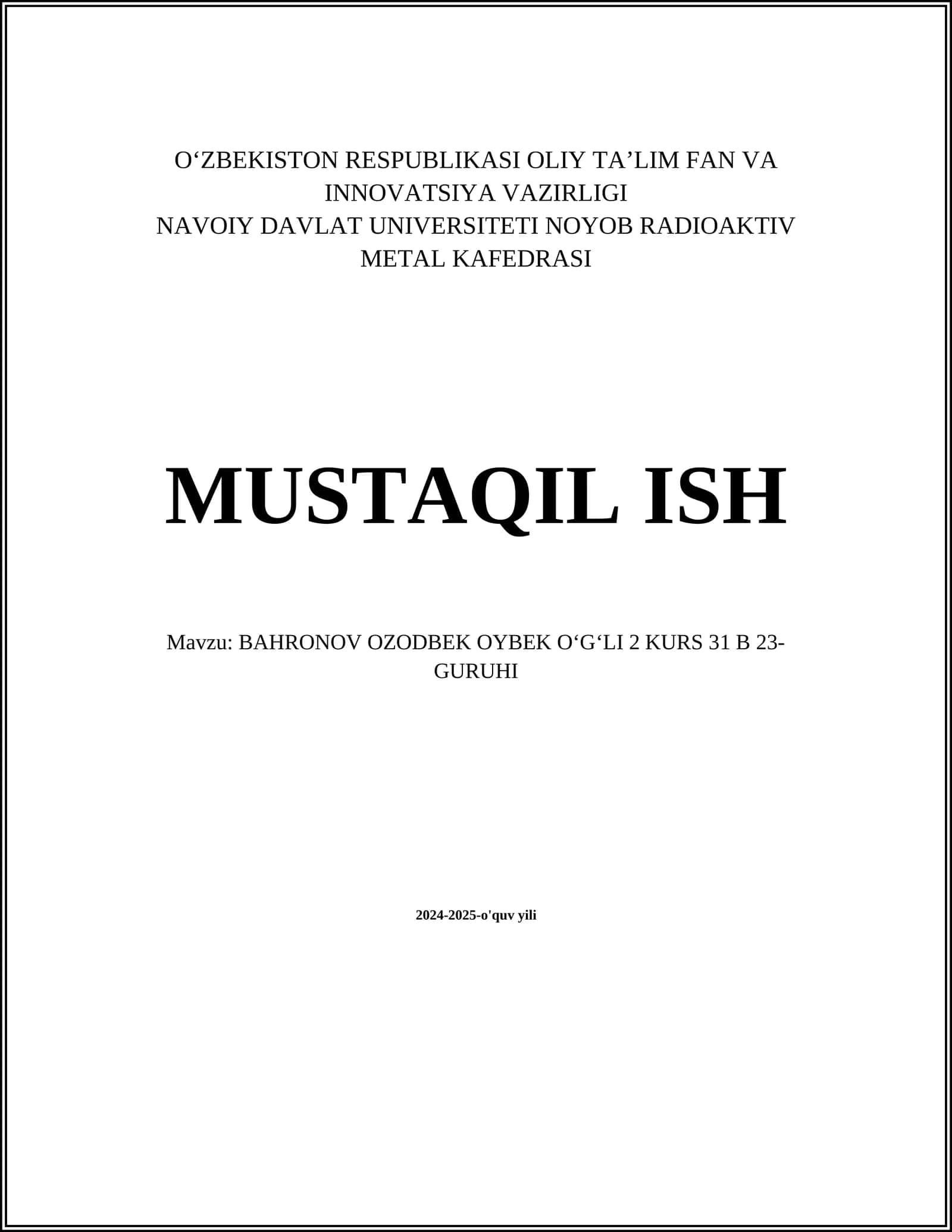 Bahronov Ozodbek Oybek Oʻgli 1