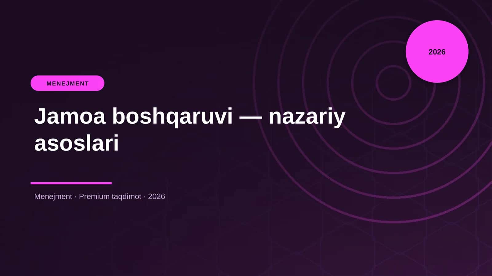 Jamoa boshqaruvi — nazariy asoslari 1