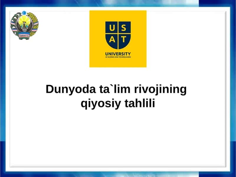 Dunyodata`limrivojining qiyosiytahlili 1