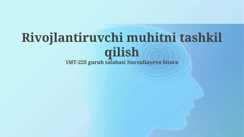 Rivojlantiruvchi muhitni tashkil qilish 1