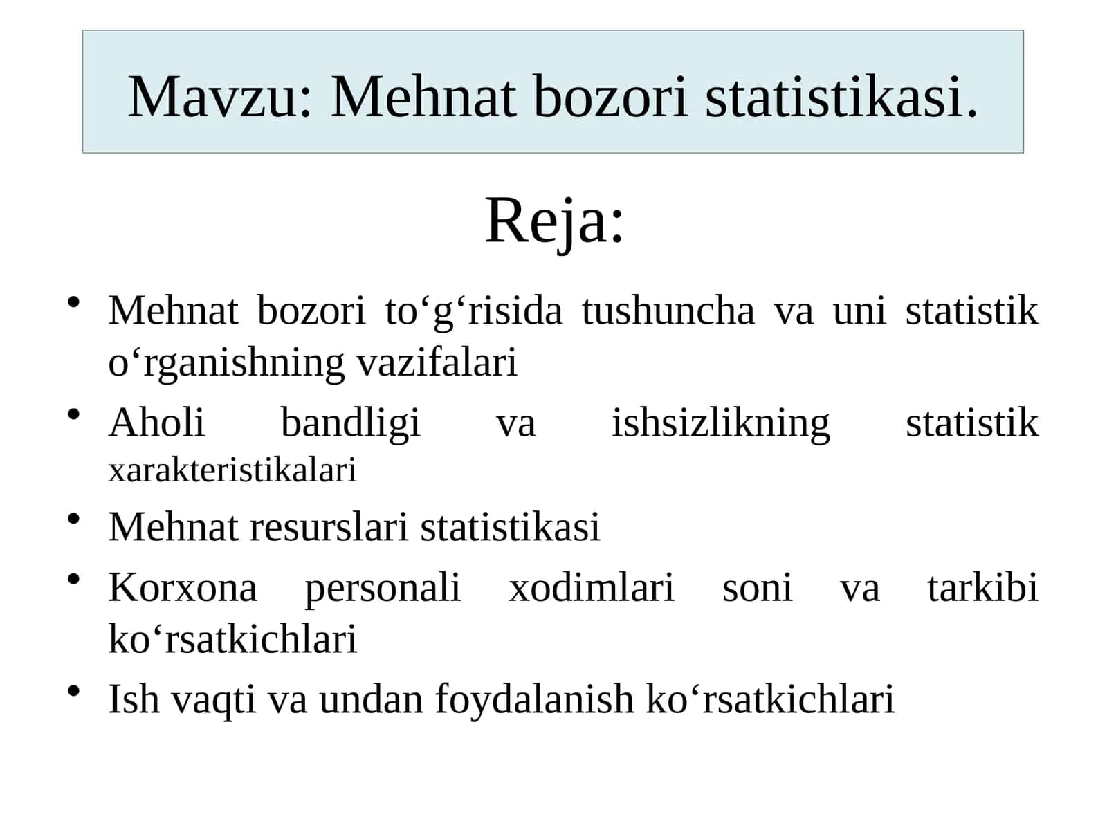 Mehnat bozori statistikasi 1