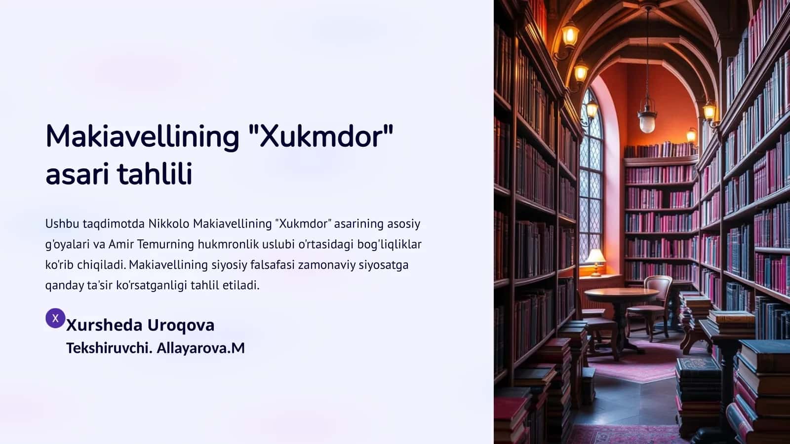 Makiavellining "Xukmdor" asari tahlili 1