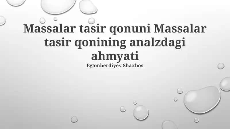 Ommaviy Ta'sir Qonuni 1
