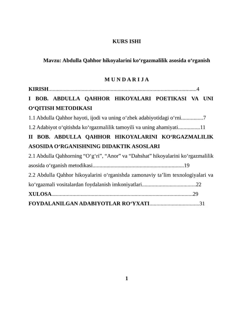 Abdulla Qahhor hikoyalarini koʻrgazmalilik asosida oʻrganish 1