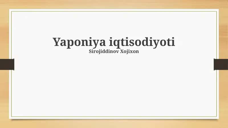 Yaponiya iqtisodiyoti 1