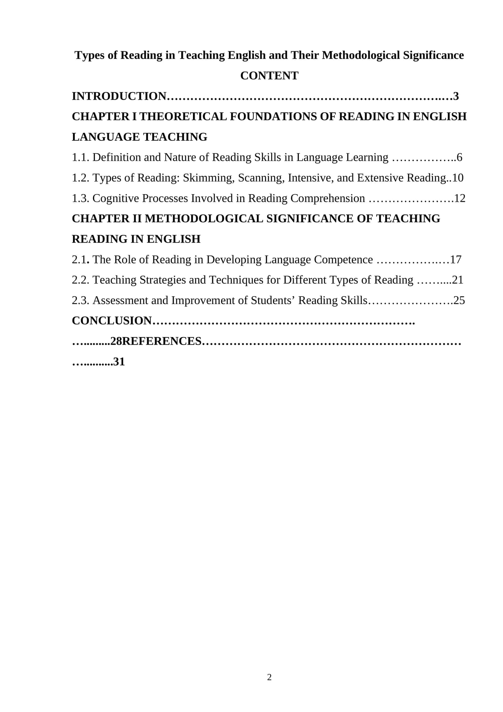 Types of Reading in Teaching English and Their Methodological Significance 1