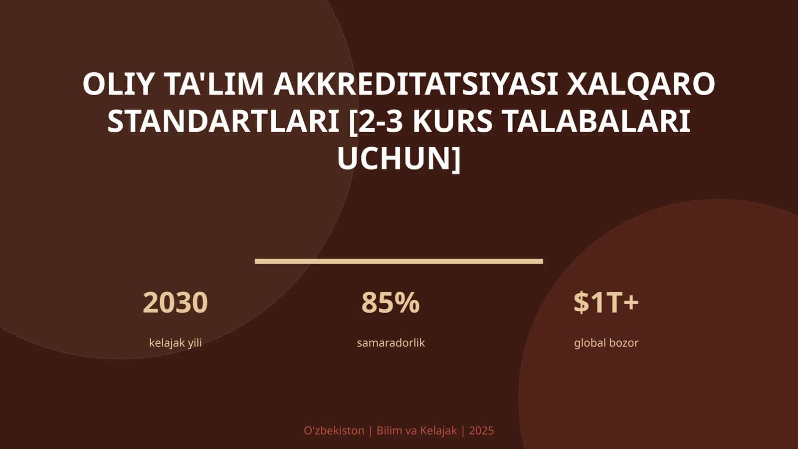Oliy ta'lim akkreditatsiyasi xalqaro standartlari [2-3 kurs talabalari uchun] 1