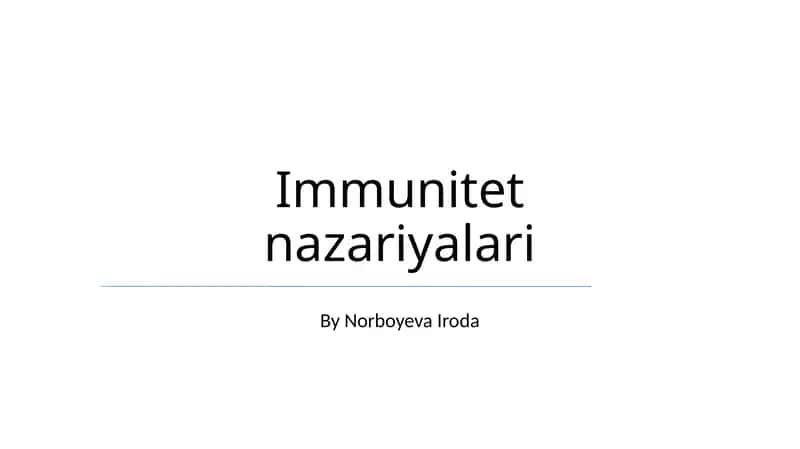 Immunitet nazariyalari 1
