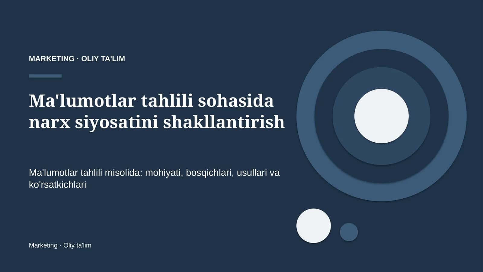 Ma'lumotlar tahlili sohasida narx siyosatini shakllantirish 1