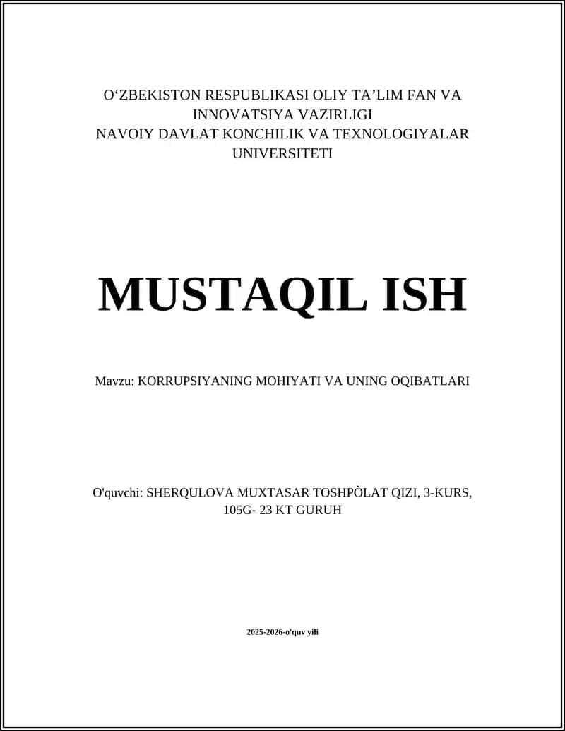 KORRUPSIYANING MOHIYATI VA UNING OQIBATLARI 1