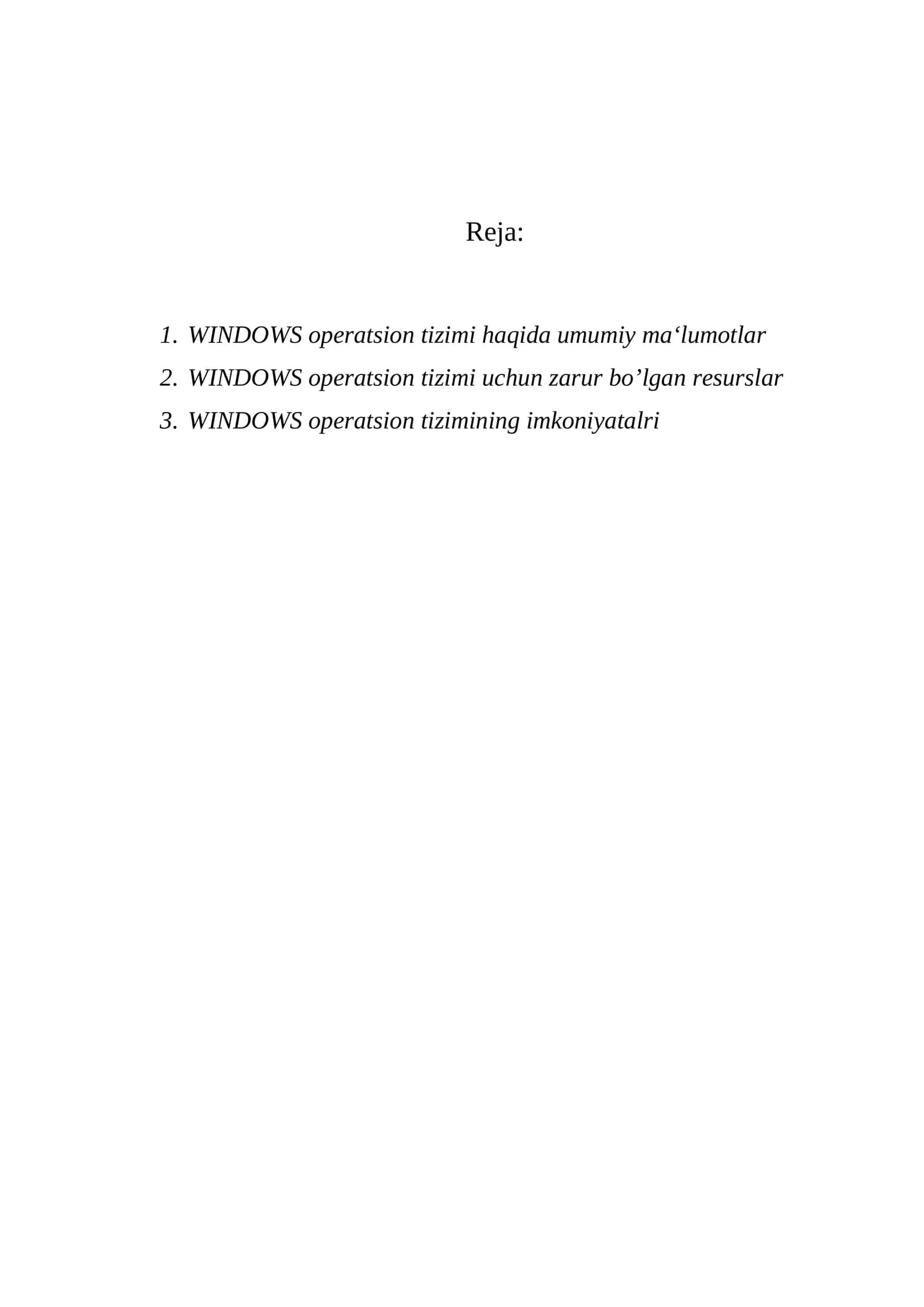 WINDOWS operatsion tizimi haqida umumiy ma‘lumotlar 1