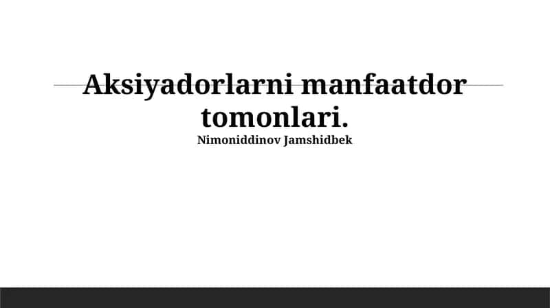 манфаатдор томонлар билан муносабатлар 1