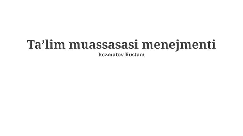 Ta'lim muassasasi menejmenti 1