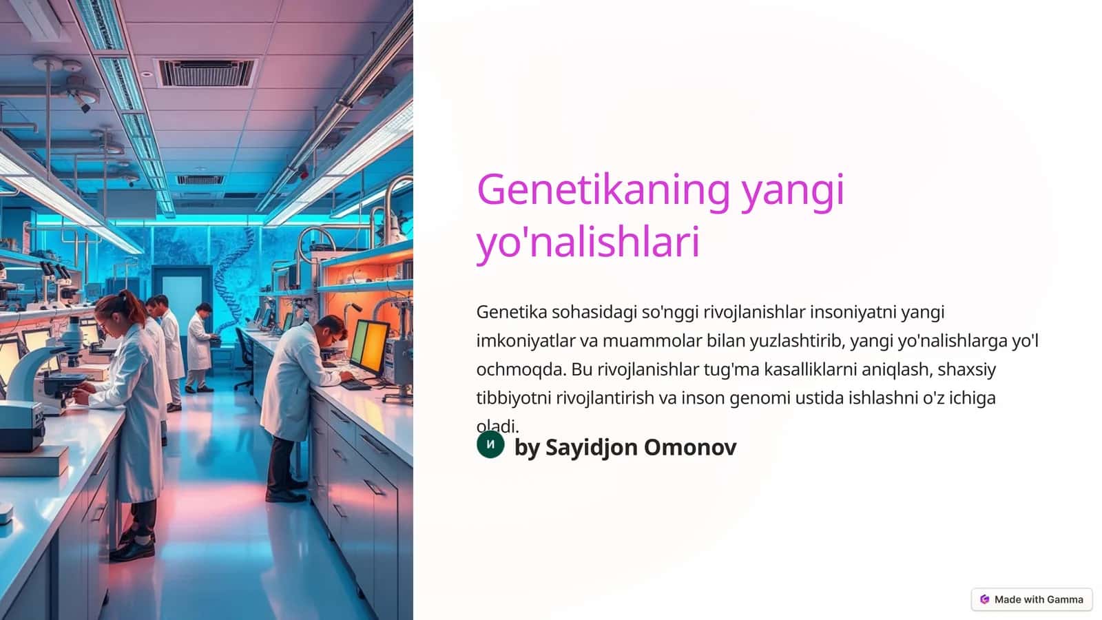 Genetikaning yangi yo'nalishlari 1