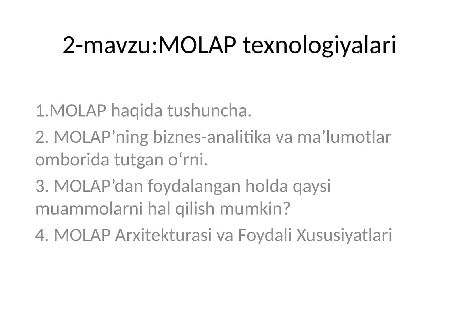 MOLAP texnologiyalari 1