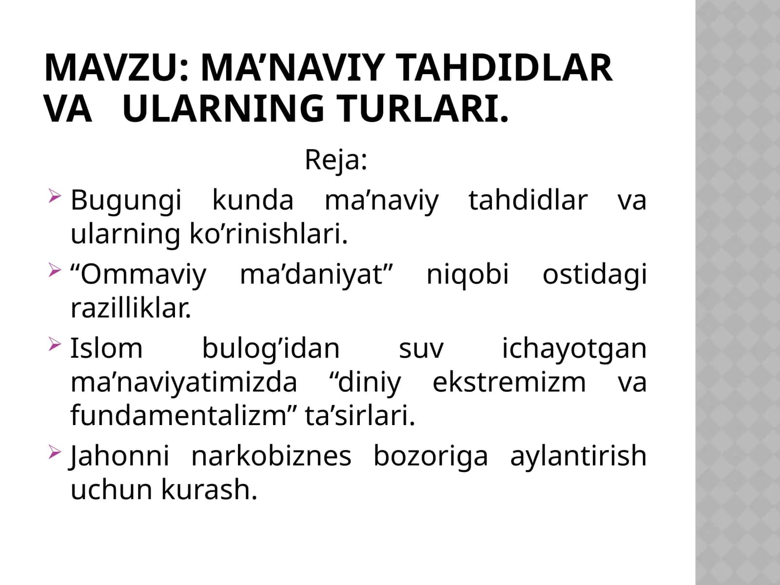 MA’NAVIY TAHDIDLAR VA ULARNING TURLARI 1