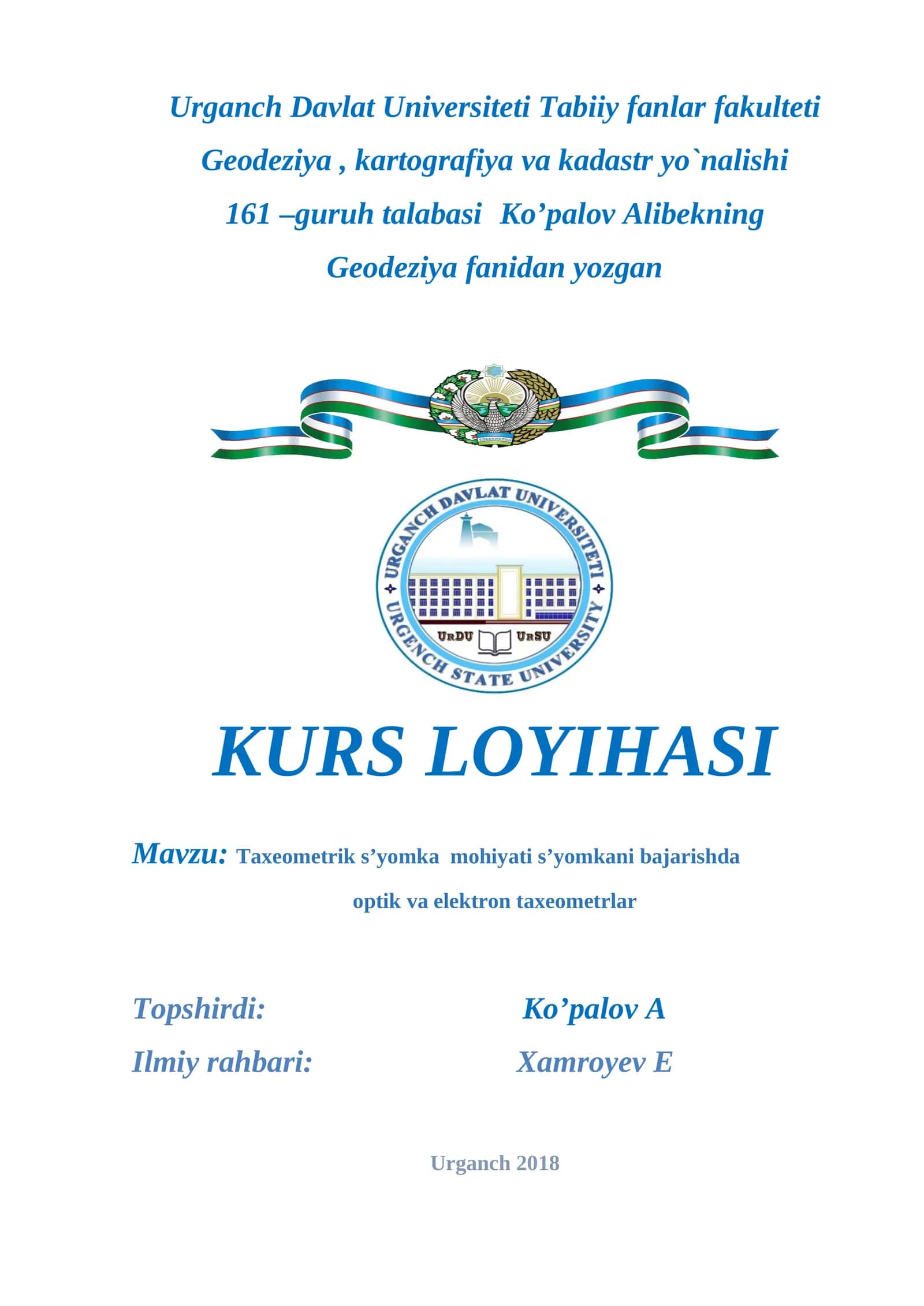 Taxeometrik s’yomka mohiyati s’yomkani bajarishda 1