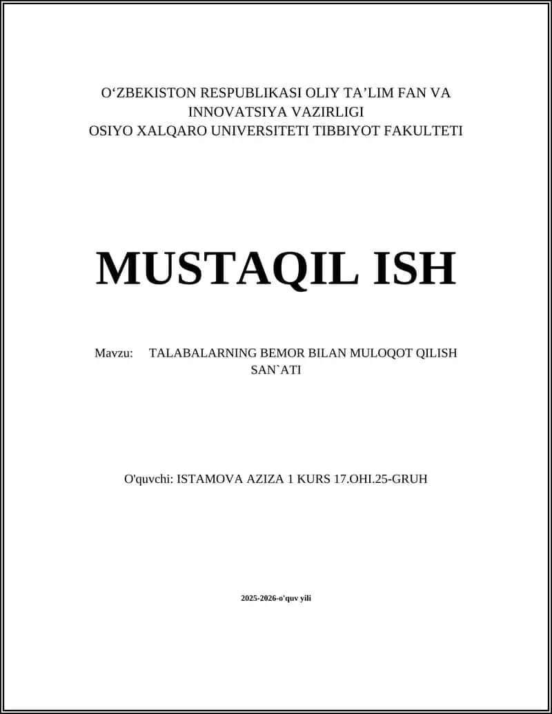 TALABALARNING BEMOR BILAN MULOQOT QILISH SAN'ATI 1