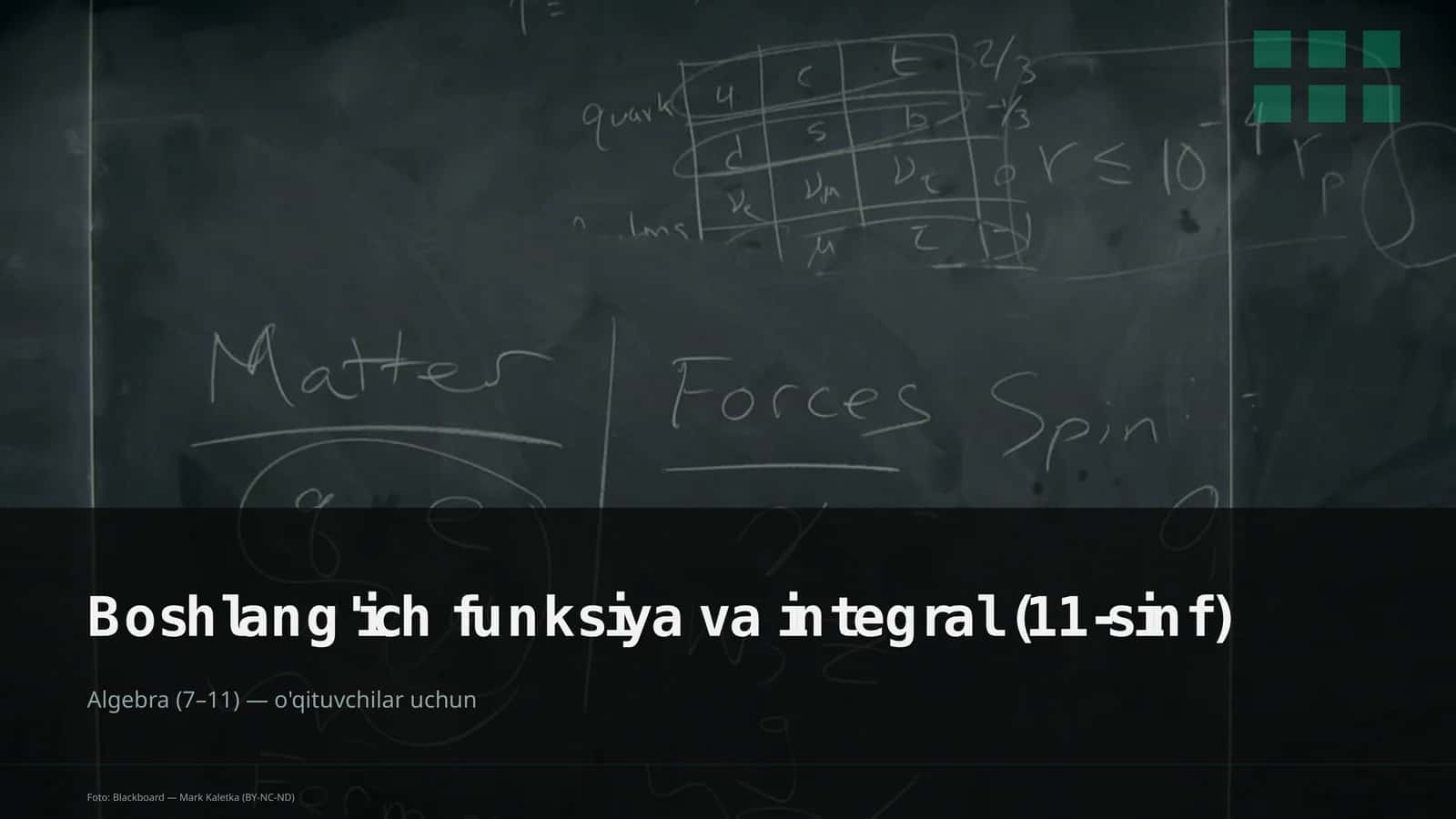 Boshlang'ich funksiya va integral (11-sinf) 1