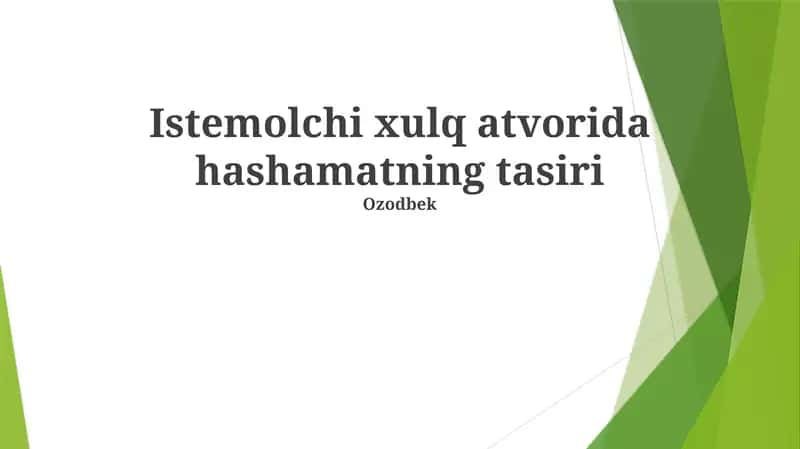 Hashamat va Taʼsirchanlar 1