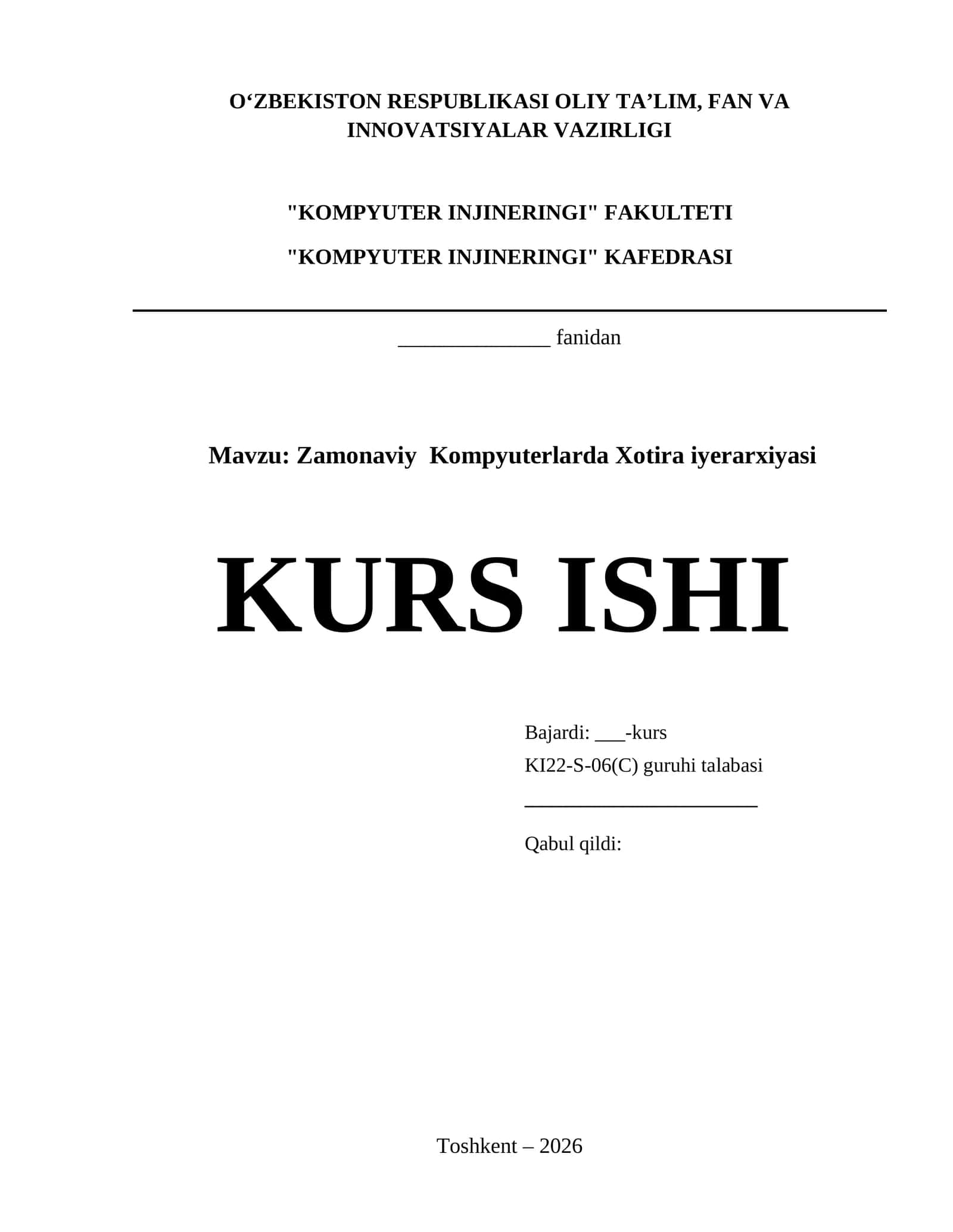 Zamonaviy Kompyuterlarda Xotira iyerarxiyasi 1