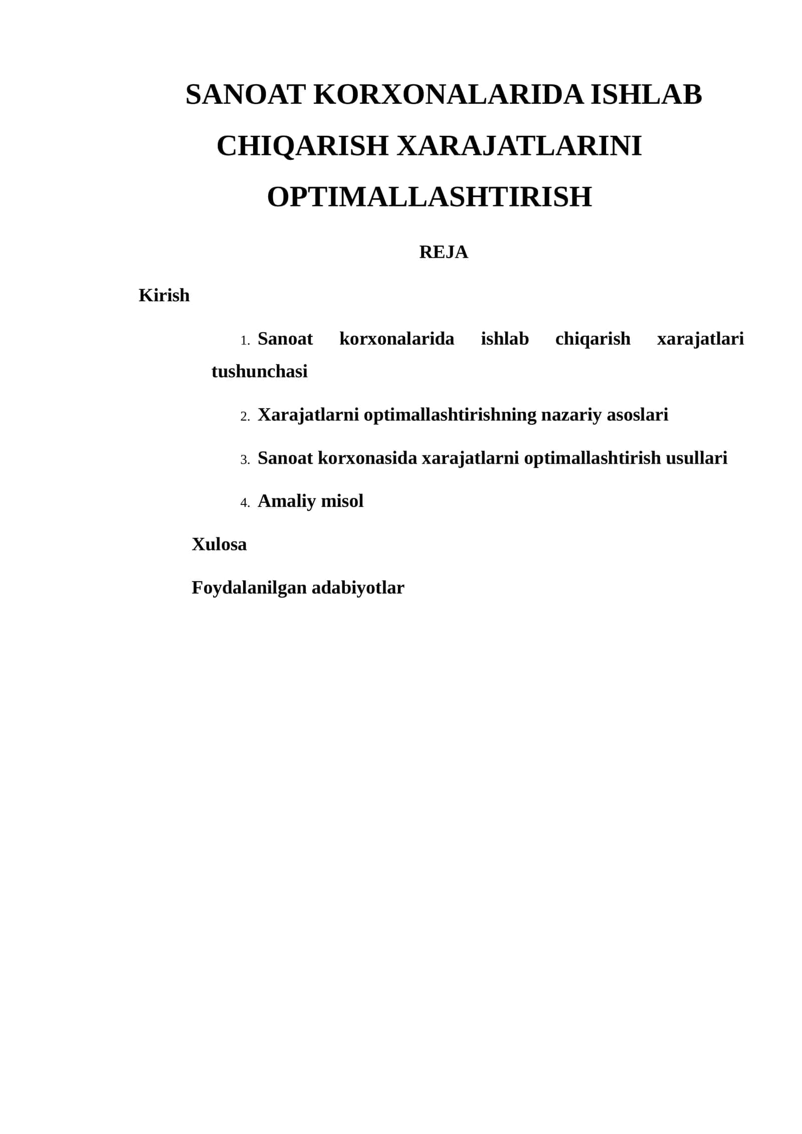 Sanoat korxonalarida ishlab chiqarish xarajatlarini optimallashtirish 1