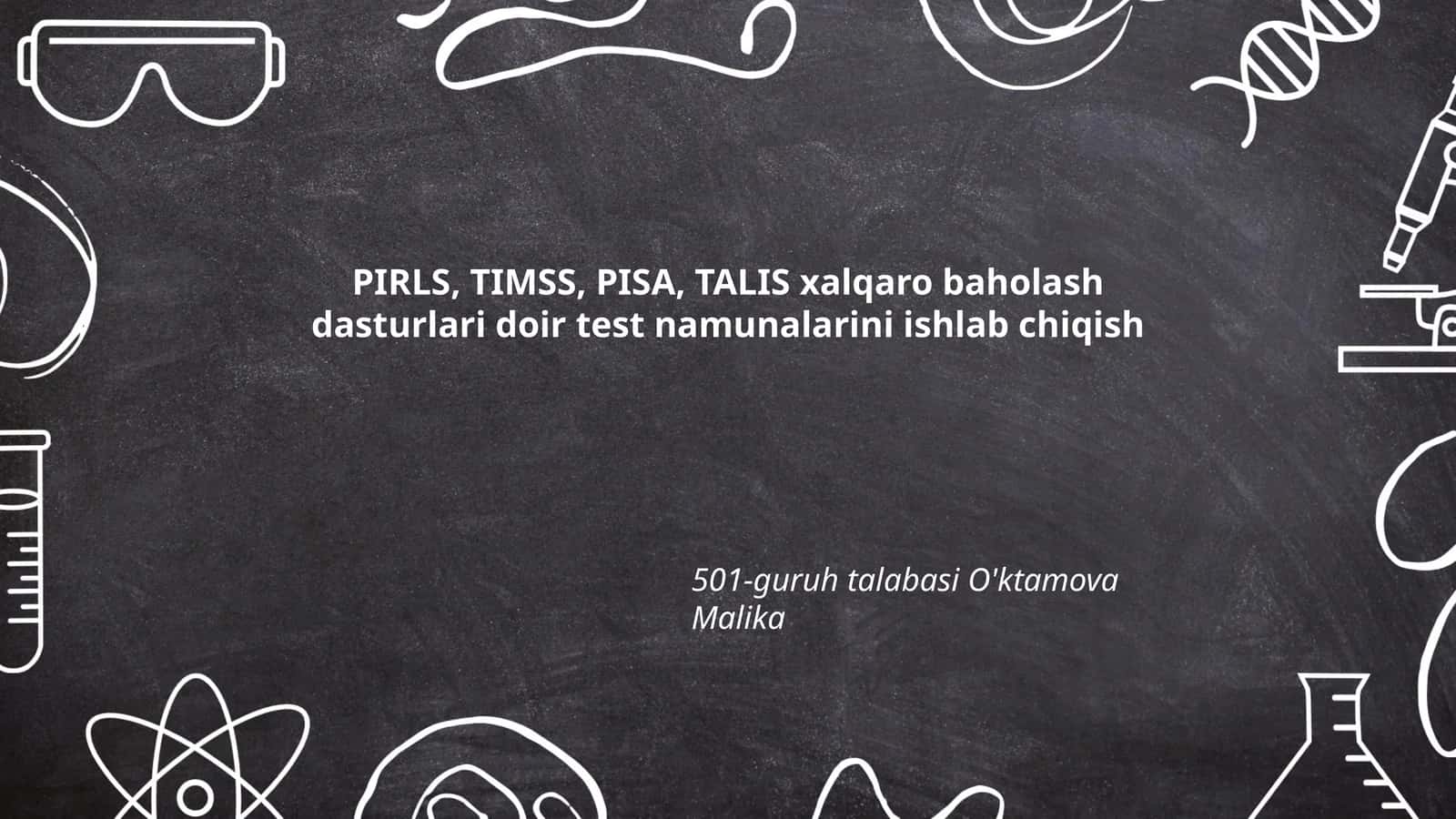 Test namunalarini ishlab chiqish 1
