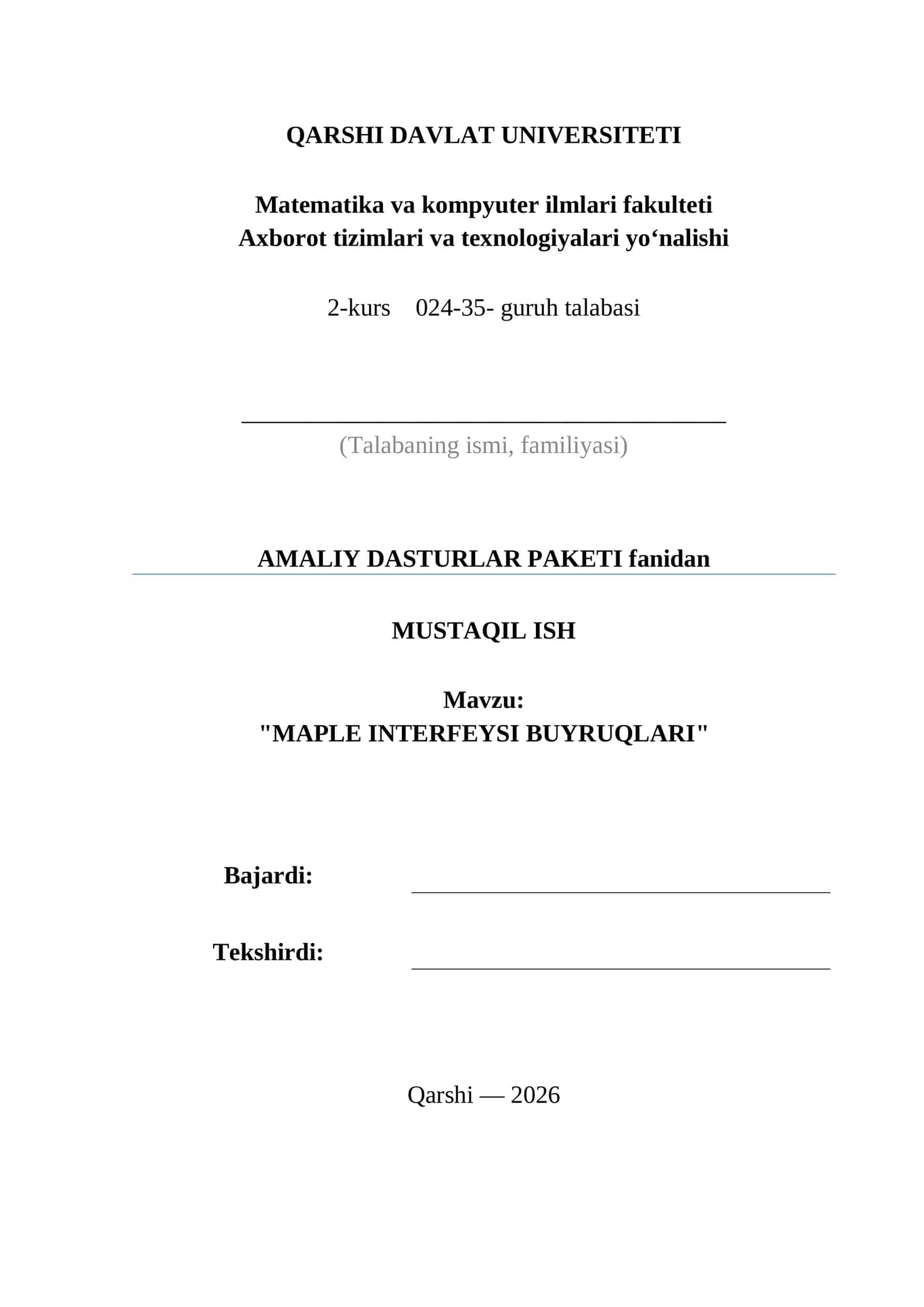 MAPLE INTERFEYSI BUYRUQLARI 1
