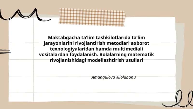 Bolalarning matematik rivojlanishidagi modellashtirish usullari 1