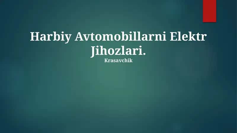 Harbiy Avtomobillarni Elektr Jihozlari 1