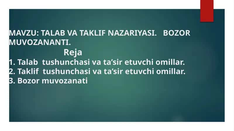 Talab va Taklif Nazariyasi 1