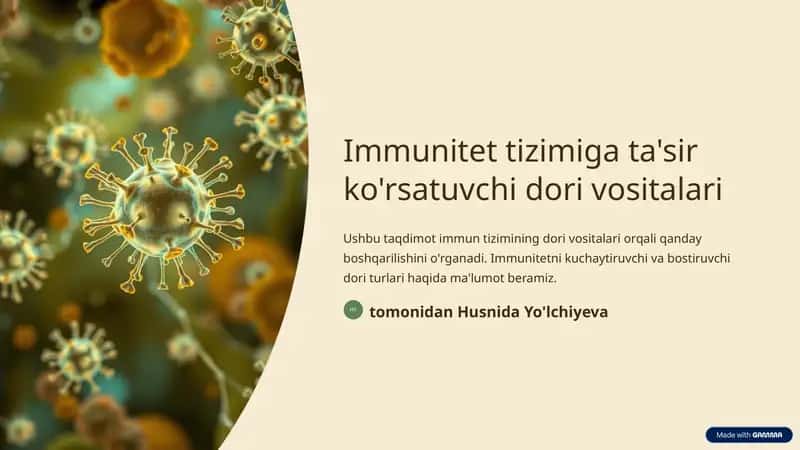 Immunitet tizimiga ta'sir ko'rsatuvchi dori vositalari 1