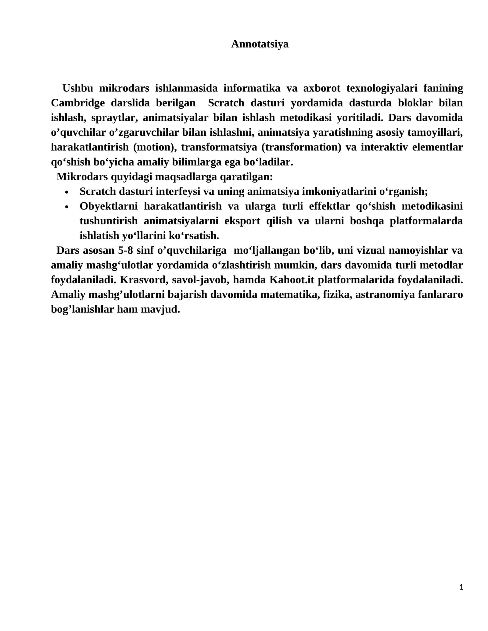 Mikrodars ishlanmasi 1