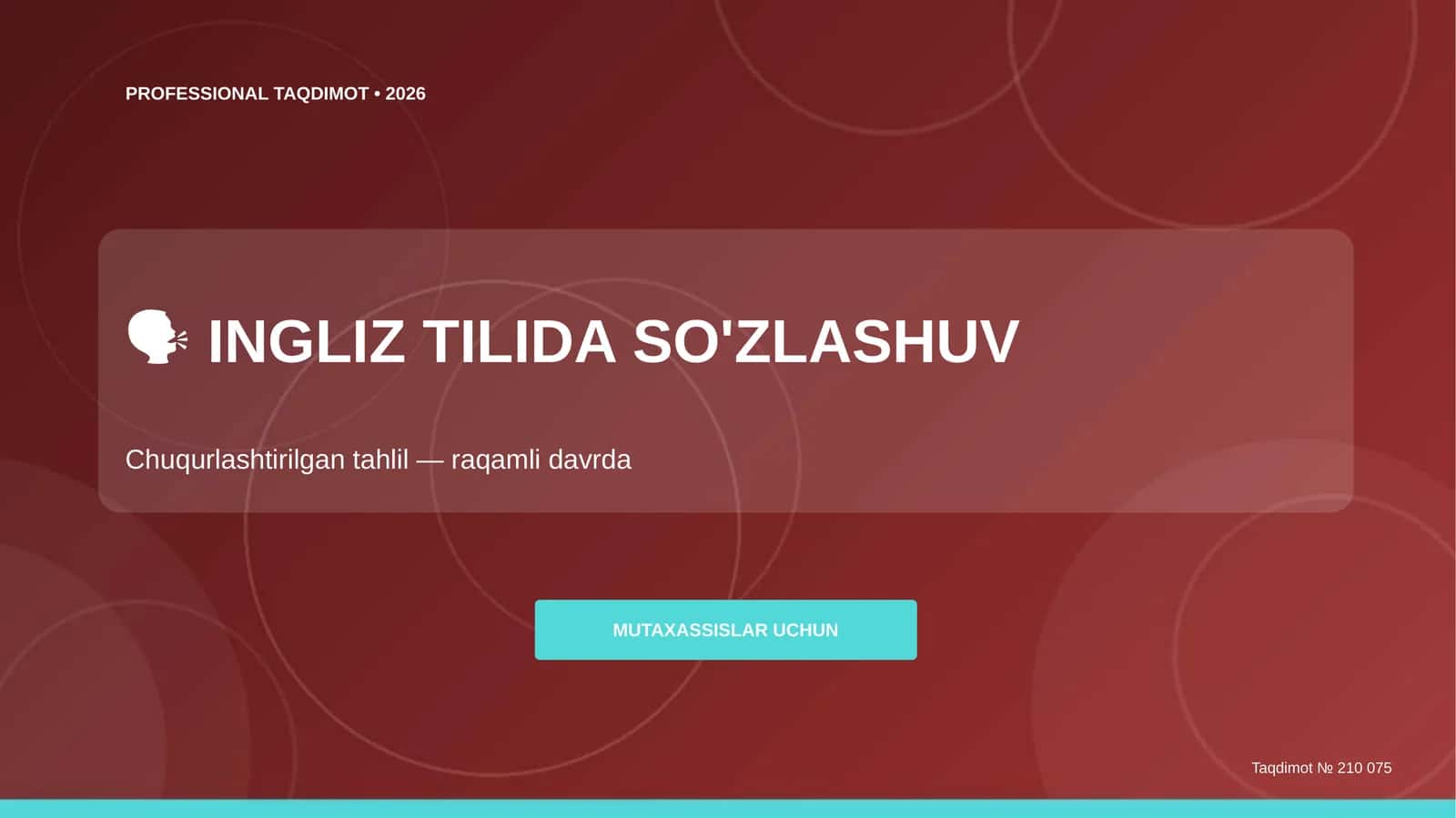 INGLIZ TILIDA SO'ZLASHUV 1