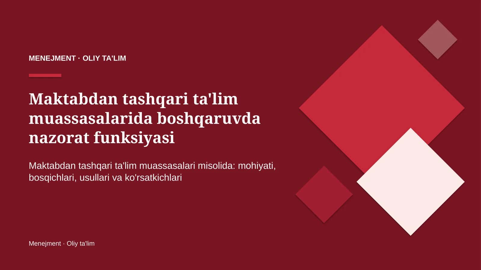 maktabdan tashqari ta'lim muassasalarida boshqaruvda nazorat funksiyasi 9535 1