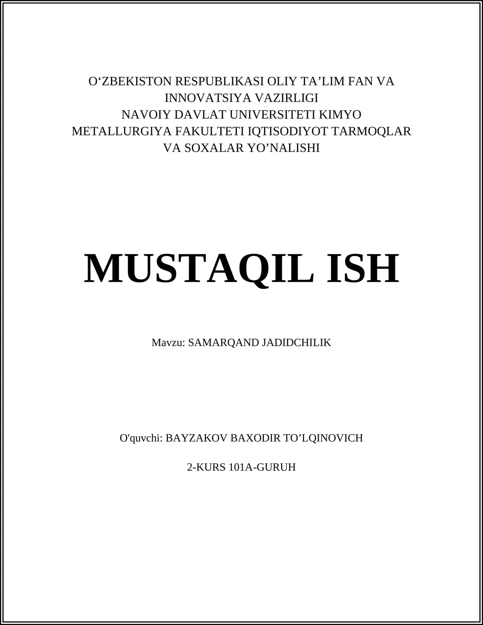 SAMARQAND JADIDCHILIK 1