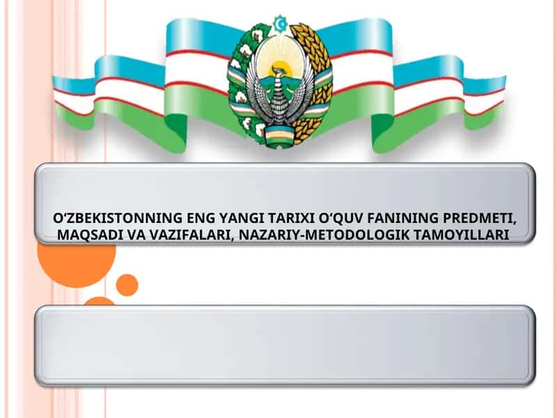 O‘ZBEKISTONNING ENG YANGI TARIXI O‘QUV FANINING PREDMETI 1
