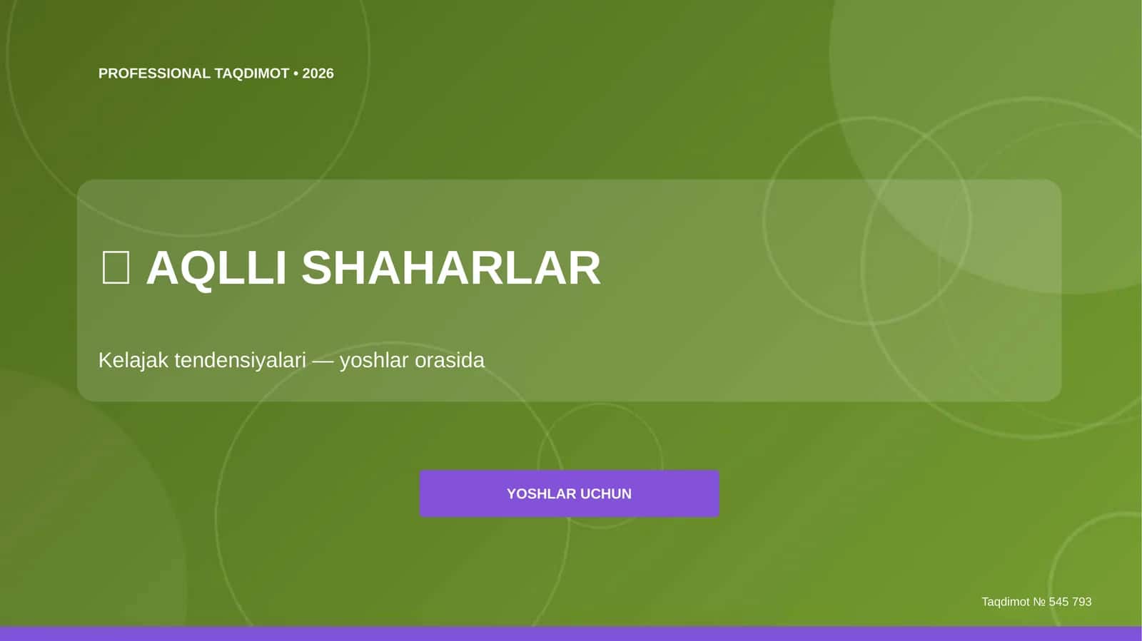 Aqlli shaharlar: kelajak tendensiyalari (yoshlar orasida) 1