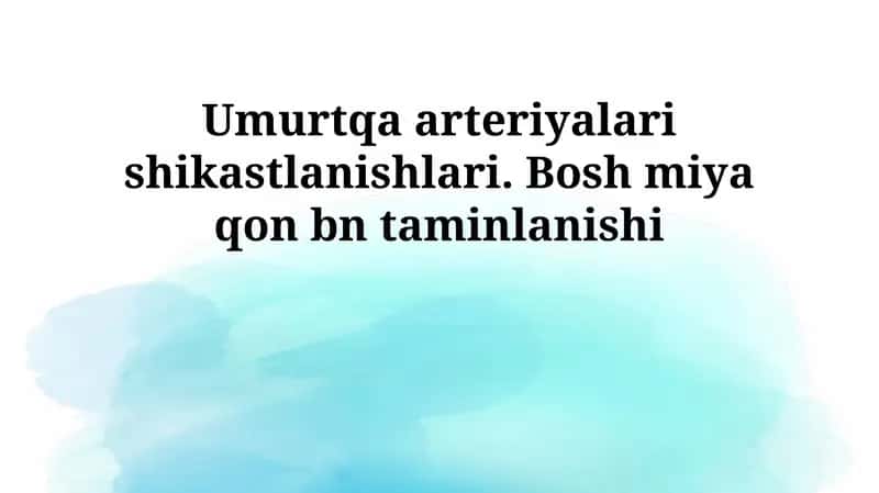 Umurtqa arteriyasi shikastlanishlari 1