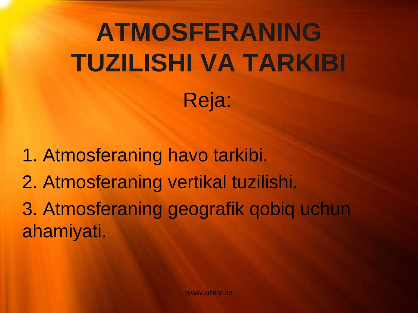ATMOSFERANING TUZILISHI VA TARKIBI 1