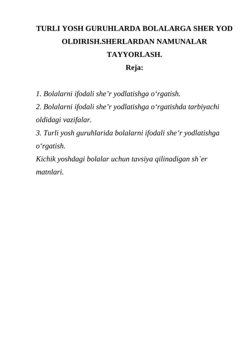 Bolalarni ifodali she’r yodlatishga o‘rgatish 1