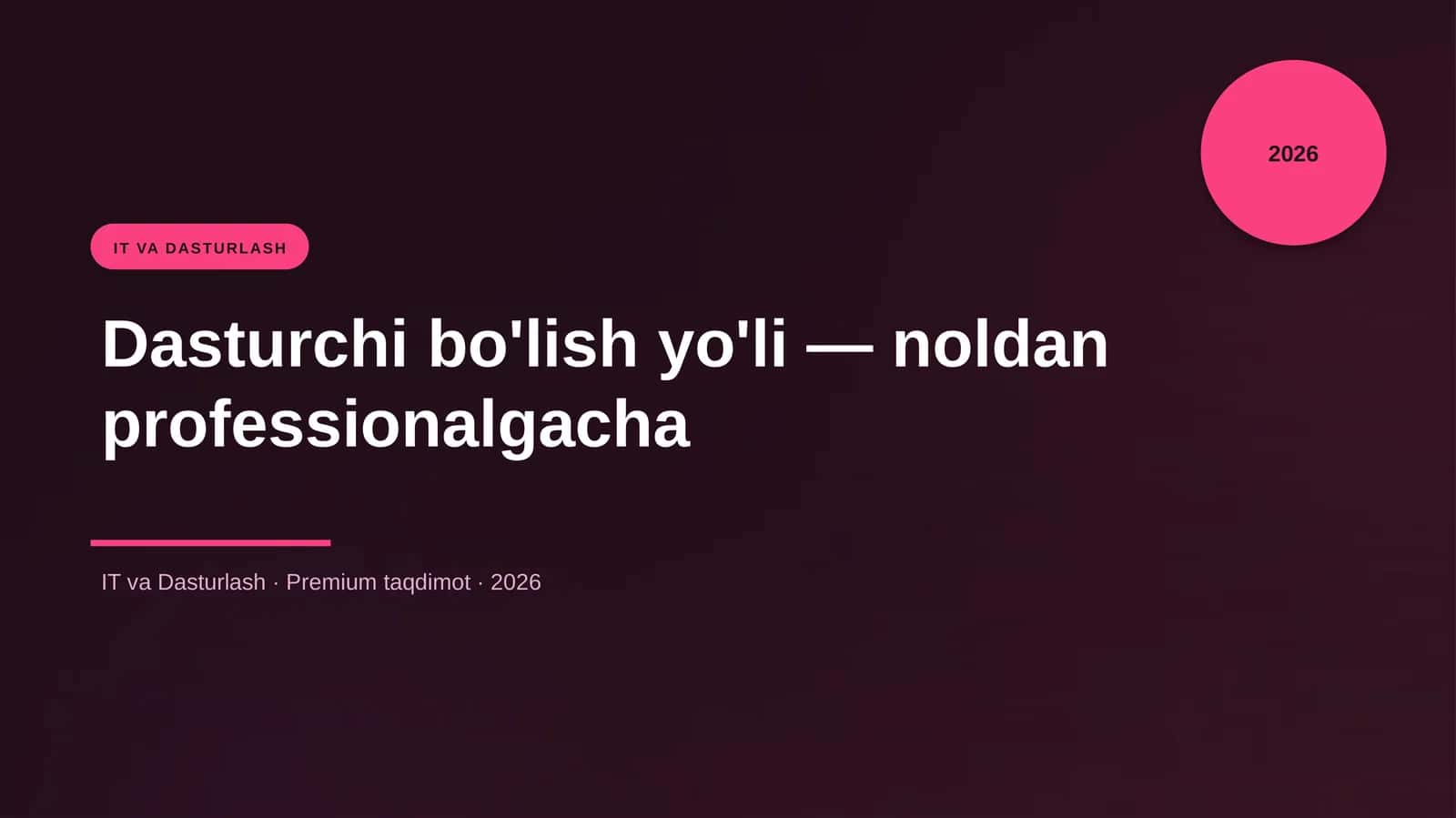 Dasturchi bo'lish yo'li — noldan professionalgacha 1