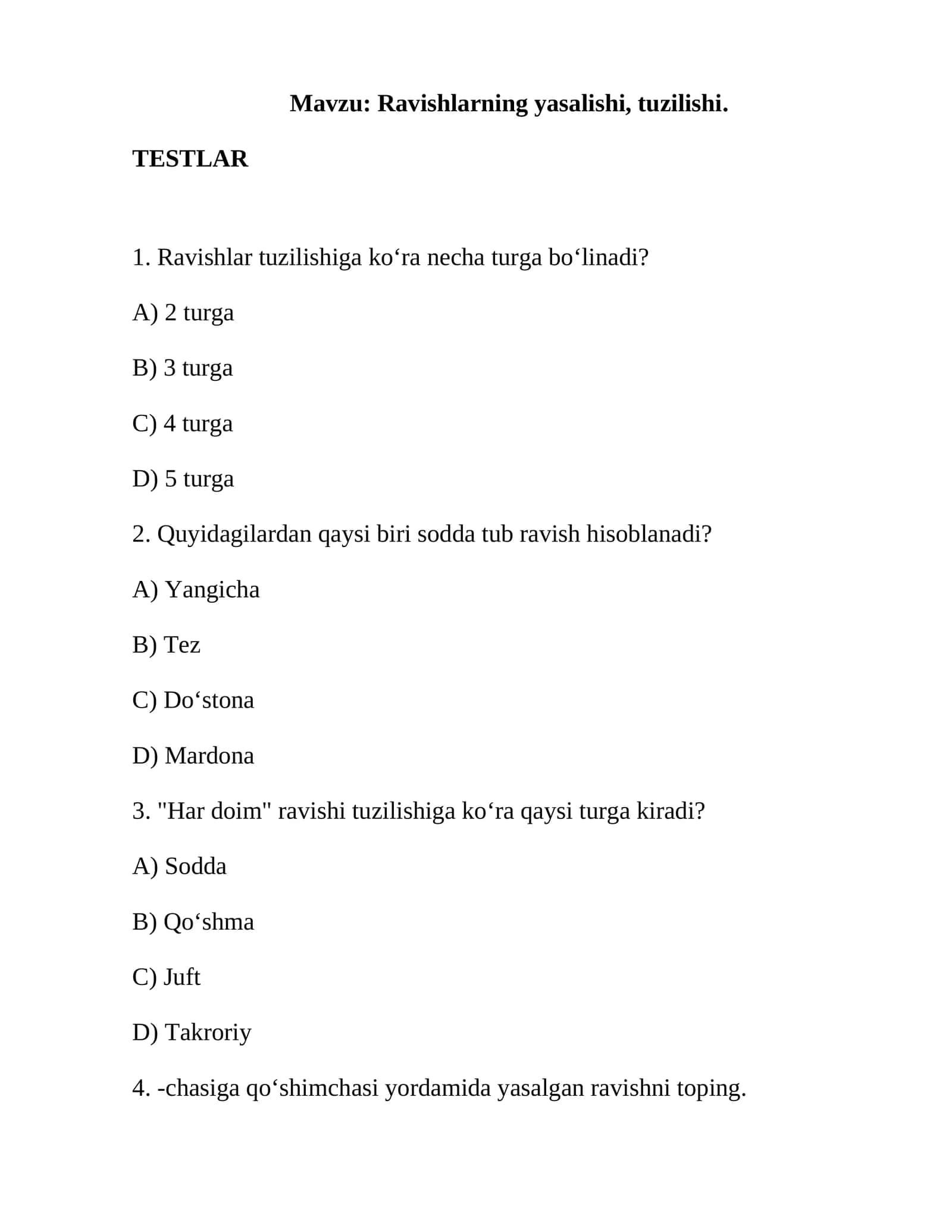 Ravishlarning yasalishi, tuzilishi 1