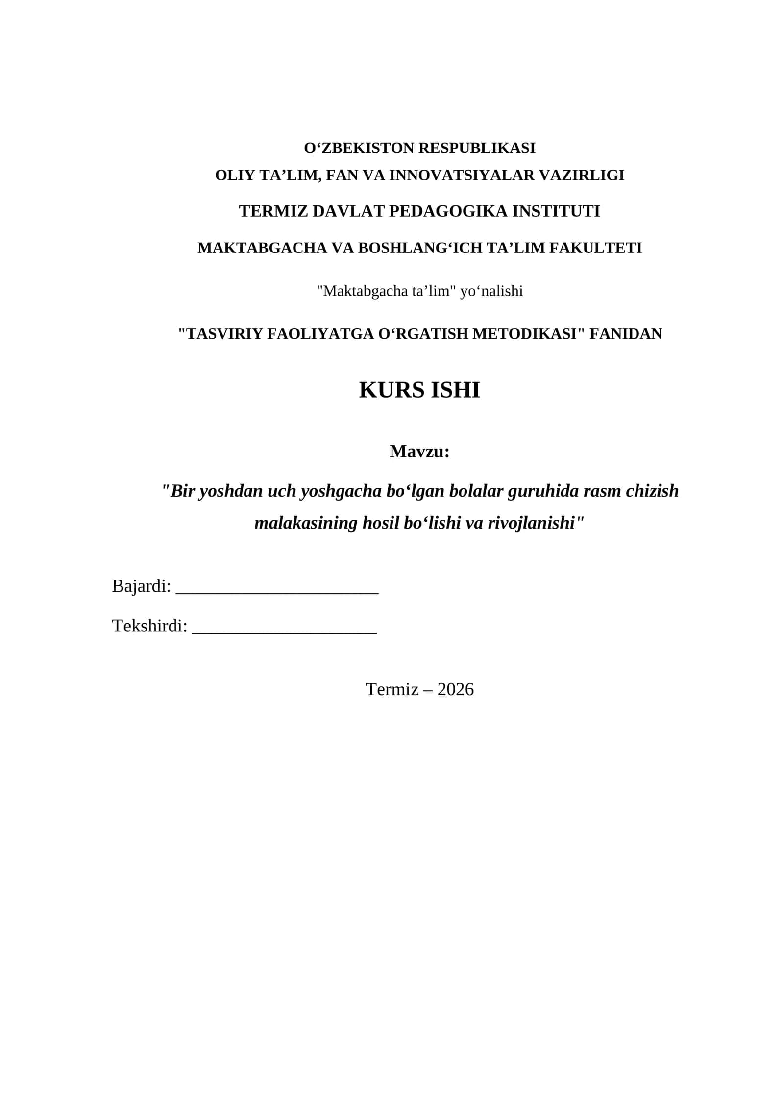 TASVIRIY FAOLIYATGA O‘RGATISH METODIKASI 1