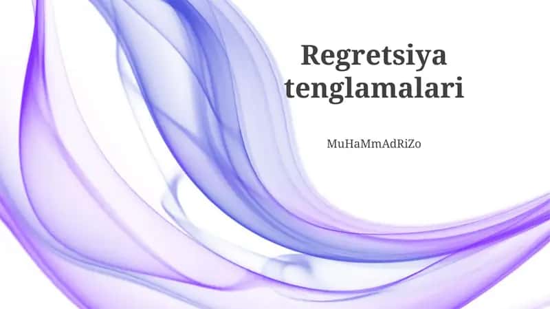 Regressiya Tenglamalari 1